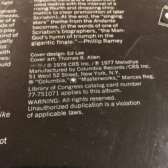 NEW  12” LP Vinyl Record BERMAN PLAYS SCRIABIN Piano Sonatas Nos. 1 and 3 - Picture 3 of 7